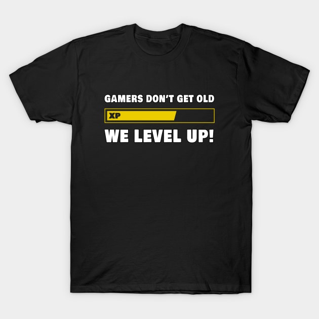 Gamers Don't Age - They Level Up T-Shirt by MrDrajan